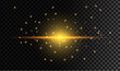 © Bich - Golden horizontal light beam with sparkling particles on transparent background.