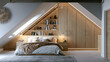 © Jack - A contemporary loft bedroom remodel including a custom-designed wardrobe installed beneath a sloped ceiling.
