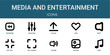 © Marie - Set of 10 outline Media and Entertainment icons for reports, landing pages and application screens. Editable stroke icon pack including backward, equalizer, mute, exit full screen and tone.
