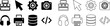 © vadymstock - User interface and technology icon set with cursor, gear, camera, headphones, printer, database, and code symbols