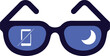 © Mehdi - Blue Light Sleep Protection Glasses Icon – Digital Eye Wellness Vector for Screen Time Management, Night Vision Comfort and Healthy Sleep Habits