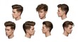 © soleh - Side profiles of a man's head, showcasing various modern haircuts, on a white background