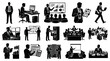 © Khoirul - Business Corporate Office Management People Activities Black  White Silhouette Vector Icons Set