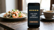 © MUHAMMAD - Customer Satisfaction Feedback Rating Form Displayed on Mobile Phone at Local Restaurant Table
