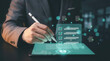 © salek - Businessman digital tablet checklist on screen for secure online verification process