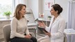 © Maryia - Modern gynecology appointment with mature female patient and doctor reviewing screening, hormonal wellness and lifestyle prevention plan.
