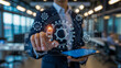 © TANZILA - Person using futuristic holographic interface in tech environment