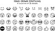 © rihan - Collection of 35 Hand Drawn Emoticons and Smiley Faces Featuring Diverse Expressions Line Art Icons for Social Media and UI Design