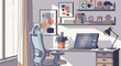 © bogi - Modern home office workspace with laptop and ergonomic chair