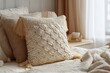 © sayan - coastal macrame cushion cover with seashell pattern details