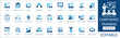 © Pixel Flat Design - Corporate training icon set. Featuring career development, leadership workshop, online course, and performance review. Vector icons for business presentations, employee onboarding, and learning