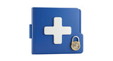 Blue folder with medical cross and lock icon