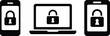 © Murad - A simple black silhouette icon set of secure smartphone and laptop devices