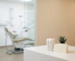© Iryna - Dental reception counter with tooth model and copy space
