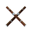 © inktrek - Two crossed wooden flutes vector illustration