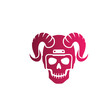 © musfiq_0 - Creepy Halloween American football skeleton skull wearing a horned helmet pink gradient silhouette vector icon for spooky sports and holiday graphic design
