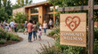 © FrameLab - Community Wellness Center Sign Standing In Public Garden With Diverse People Gathering In Peaceful Atmosphere