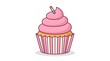 © Taufan - Cupcake Pink Swirl Frosting — Pastel Pink Sprinkle National Cupcake Day Bold Flat Vector