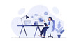 © Roy - Scientist in lab coat analyzing cells on tablet, surrounded by research equipment and digital interfaces, symbolizing scientific discovery and medical innovation.