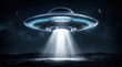 © Umnat - A mysterious UFO flying in the dark night sky.