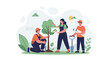 © Lidia - Diverse Team Planting Tree, Symbolizing Growth, Sustainability, and Urban Greening Efforts