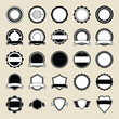 © fitradp - Collection of vintage badge templates with retro labels, ribbons, and emblem frames