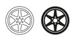 © Jahura - Automotive alloy car wheel rim icon set in outline and solid style. Vector illustration