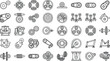 © MD - Mechanical gears engine parts and transmission system machinery hardware thin line vector icon set industrial engineering symbols