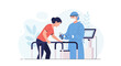 © anggita - Medical Rehabilitation: Patient Training with Doctor and Equipment