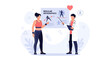 © Amelia - Doctor consulting patient on regular exercise and health infographics
