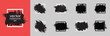 © KING - Set of Black Grunge Brush Stroke Frames and Abstract Ink Label Shapes Vector Collection,