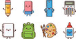 © Mokbul - Collection of cute kawaii school supplies mascot characters for back to school and educational designs
