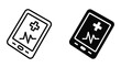 © David - Medical digital tablet icon set featuring healthcare cross and heart rate monitor pulse in outline and solid black styles for clinical diagnostic software and hospital interface design