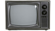 © Giulia - Vintage grey television with rounded screen and control knobs, isolated on transparent background