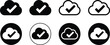 © Nur - Cloud, and check mark icon, verified cloud storage symbol, data sync and successful upload confirmation concept, secure online backup design for websites, apps and user interfaces