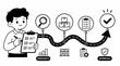 © Gani - Business process workflow illustration with character and steps.