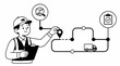 © Iping - Worker managing logistics and delivery process illustration.