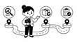 © Kisman - Woman presenting logistics and delivery concept illustration.