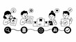 © Kisman - Team collaboration in logistics and delivery process illustration.