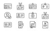 © Forhad - License and Identification Card Outline Icon Set with Driver License and Staff ID Symbols