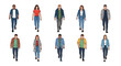 © Nari - A collection of diverse people walking forward in casual clothing