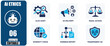 © Javed - Artificial intelligence ethics icon set representing algorithmic fairness, equality, machine learning transparency, diversity check, and data safety