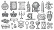 © wati - Vintage History Objects Collection: Books, Globe, Crowns, Ancient Artifacts