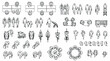 © BUSY ROOH - Architectural floor plan people vector set, top view human figures for CAD drawings, 2D outline silhouettes of people walking and sitting isolated PNG with Transparent Background