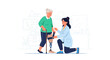 © mardi - Senior woman with prosthetic leg receiving rehabilitation assistance from nurse