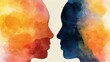 © Chantip - Relationship abstract idea flat design side view philosophical notion space water color Complementary Color Scheme.