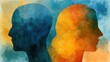 © Chantip - Relationship abstract idea flat design side view philosophical notion space water color Complementary Color Scheme.