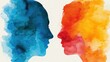 © Chantip - Relationship abstract idea flat design side view philosophical notion space water color Complementary Color Scheme.