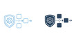 © Md - Shield and gear icon with flow chart elements indicating secure process management