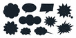 © Rina - Black grunge style speech bubble silhouettes arranged on a white background bubbles thought comic dialogue